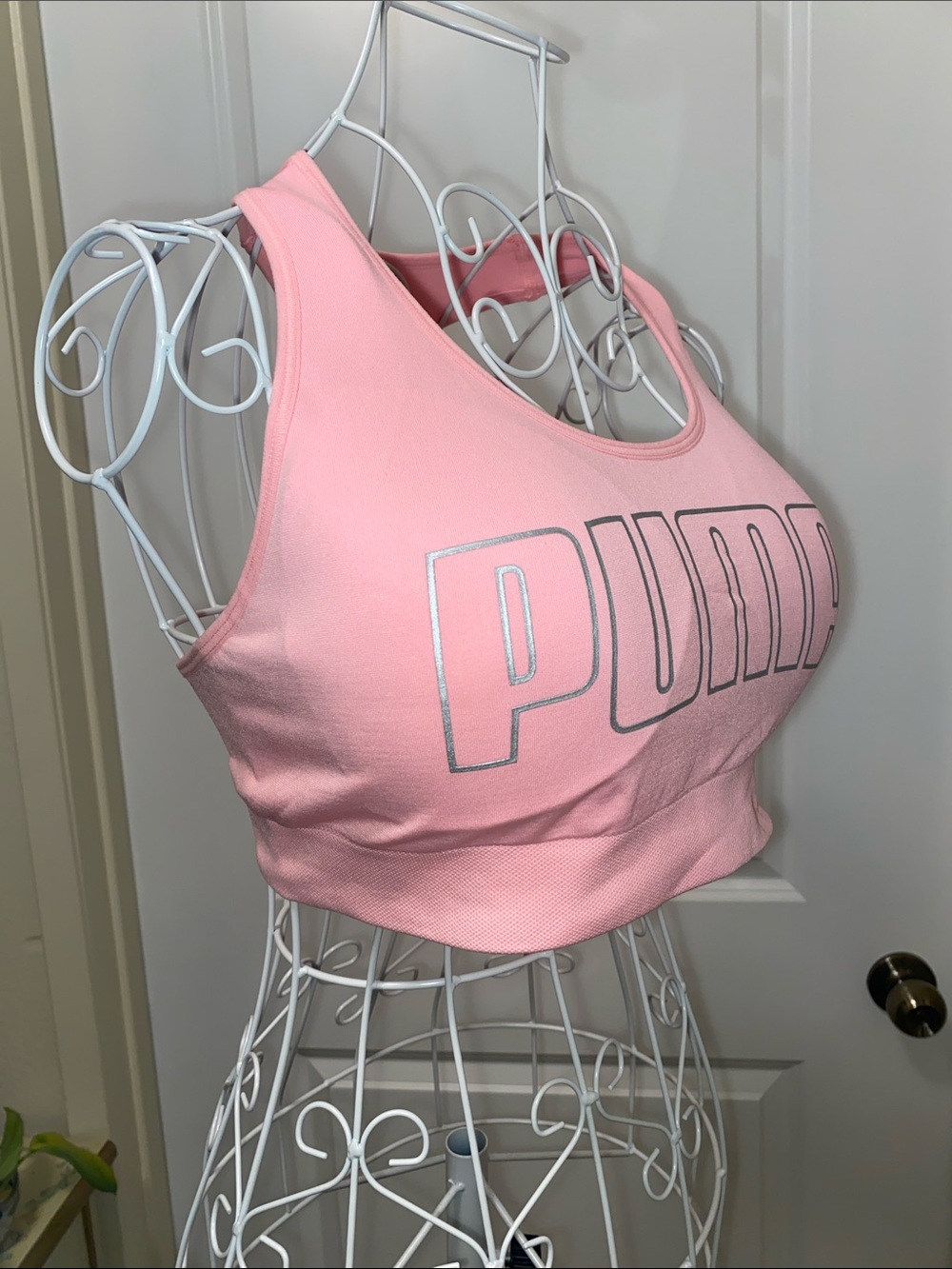 Puma Pink Logo Racerback Sports Bra - Picture 3 of 3